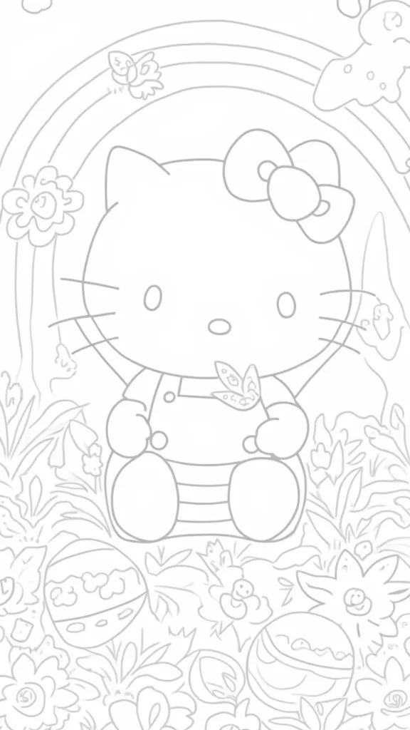 hello kitty spring coloring pages